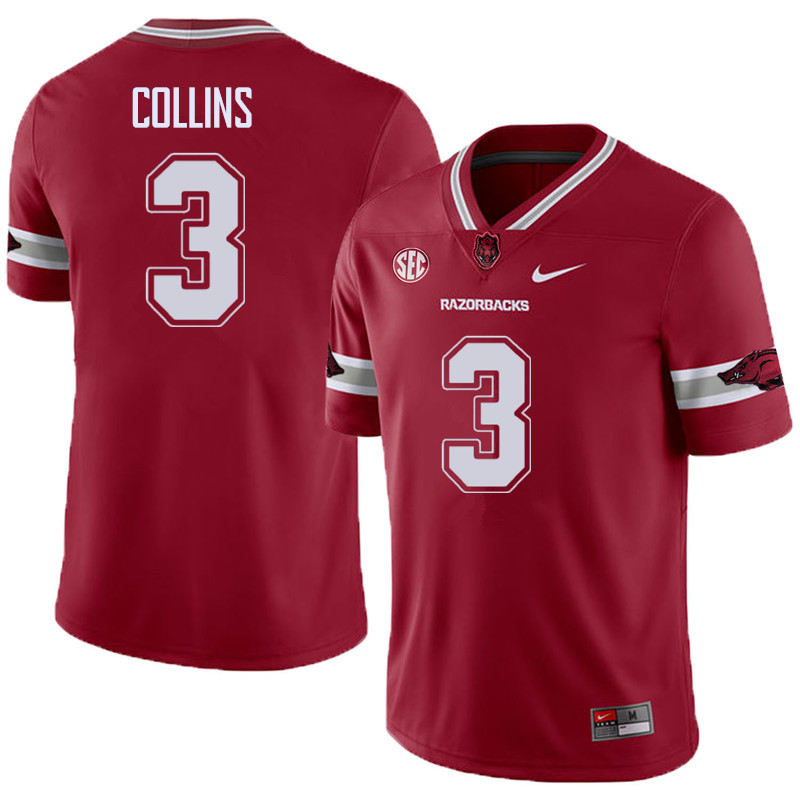 Men #3 Alex Collins Arkansas Razorback College Football Alternate Jerseys Sale-Cardinal